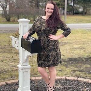 Chic Black and Gold Geometric Dress